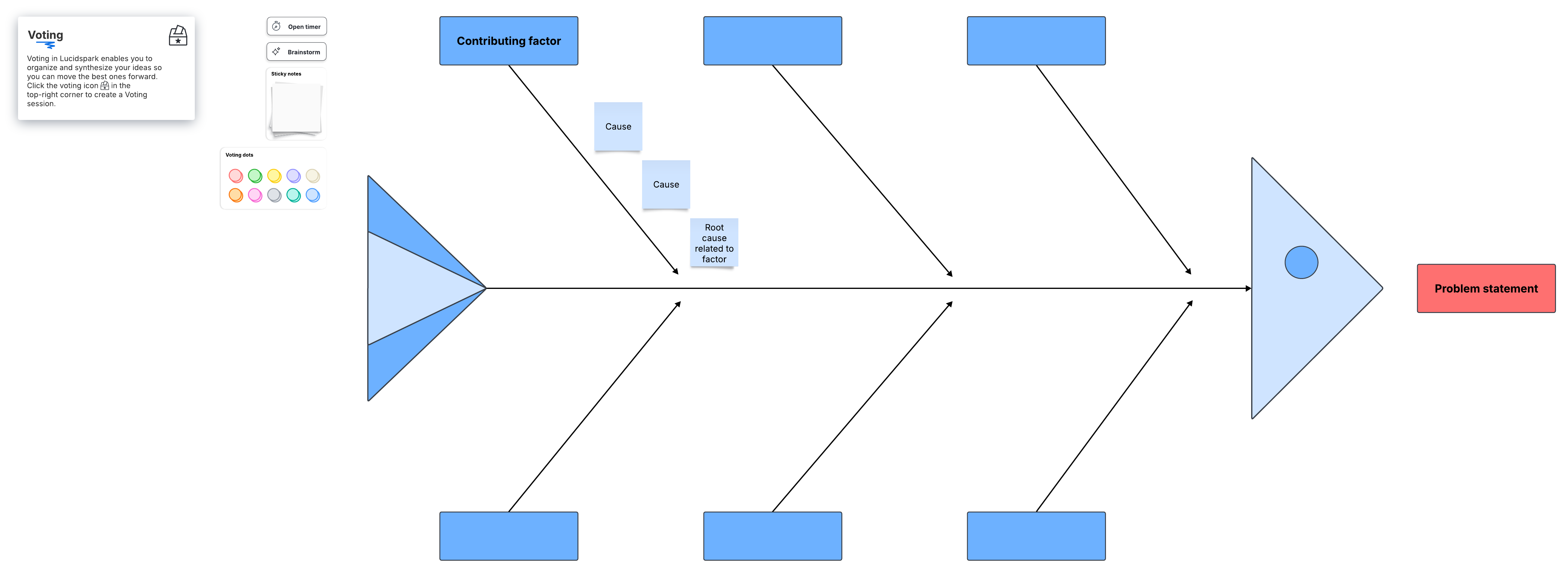 Use problem-solving frameworks to identify and tackle the root of workplace problems. Click to use this template in Lucid.