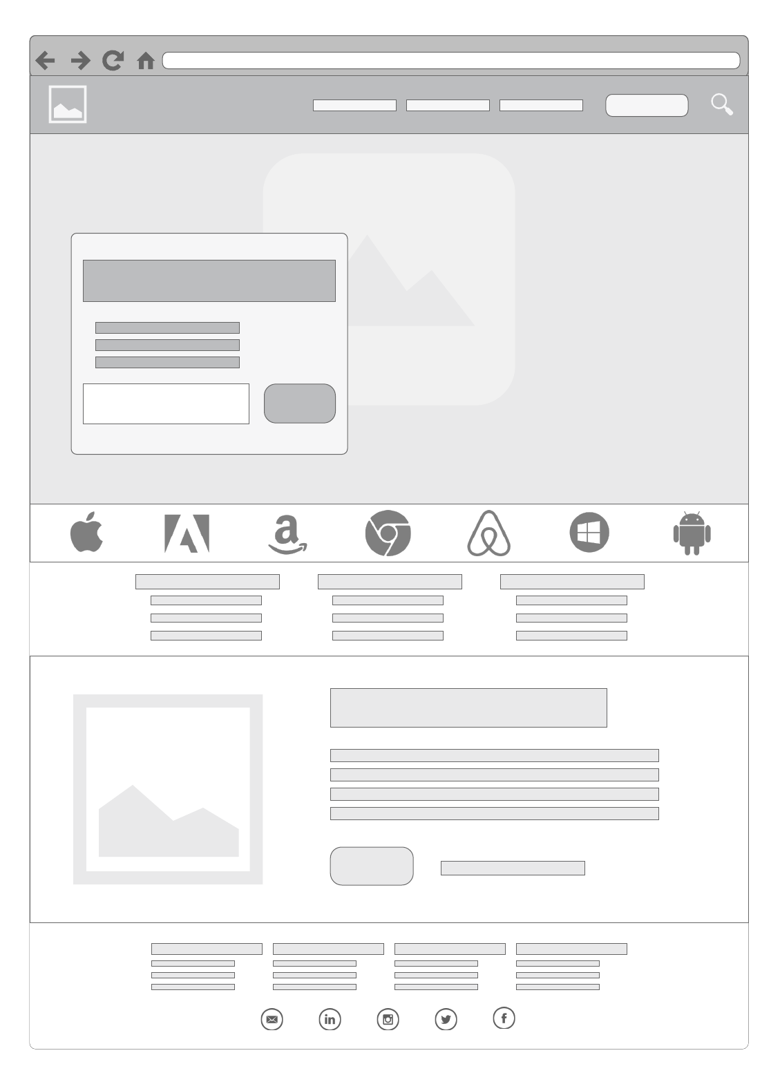 Wireframe básico para página de inicio (haz clic en la imagen para modificar en línea)
