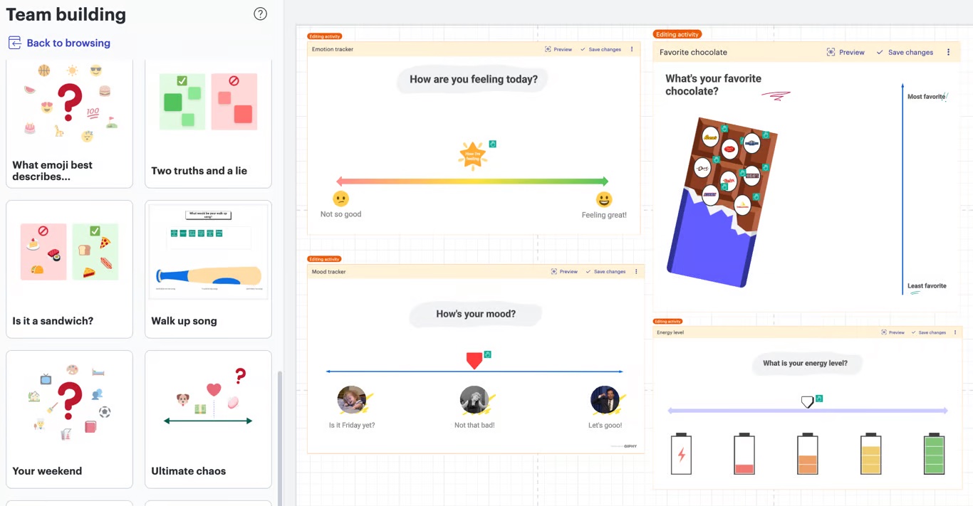 Visual Activities in Lucid offer an interactive way to check in with your team or complete a fun icebreaker before you get into your daily standup.