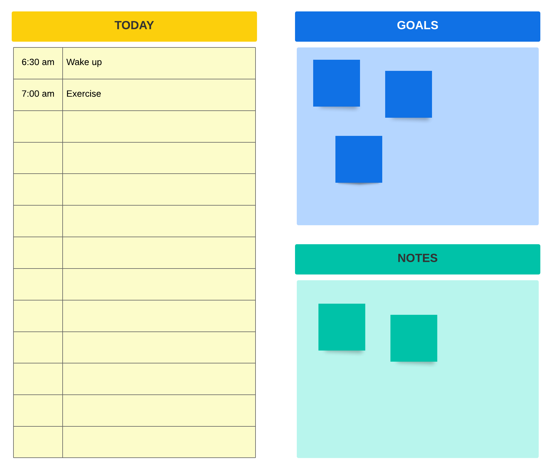 Daily schedule template example (click to edit online)