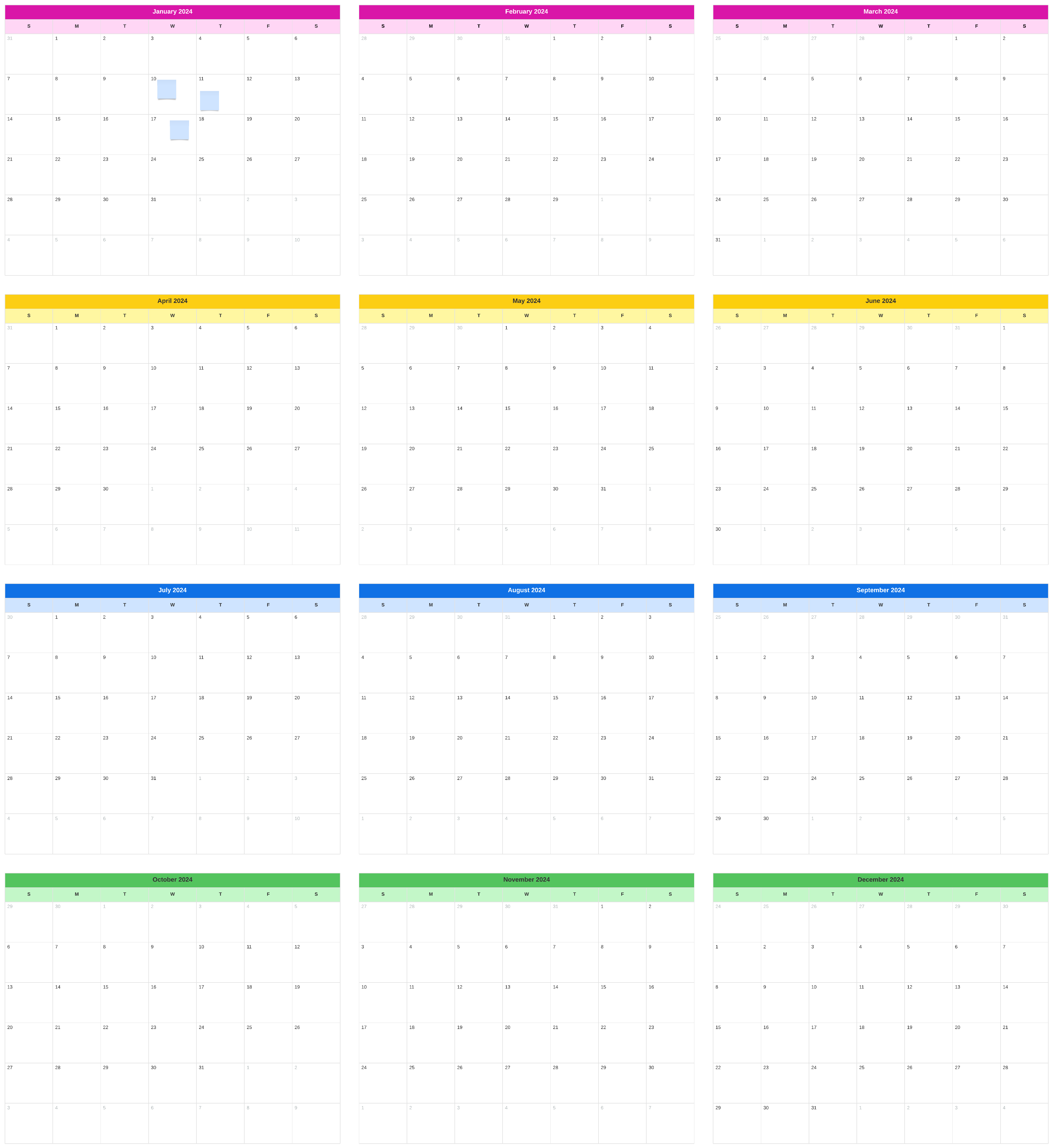 Annual calendar template (click on image to modify online)