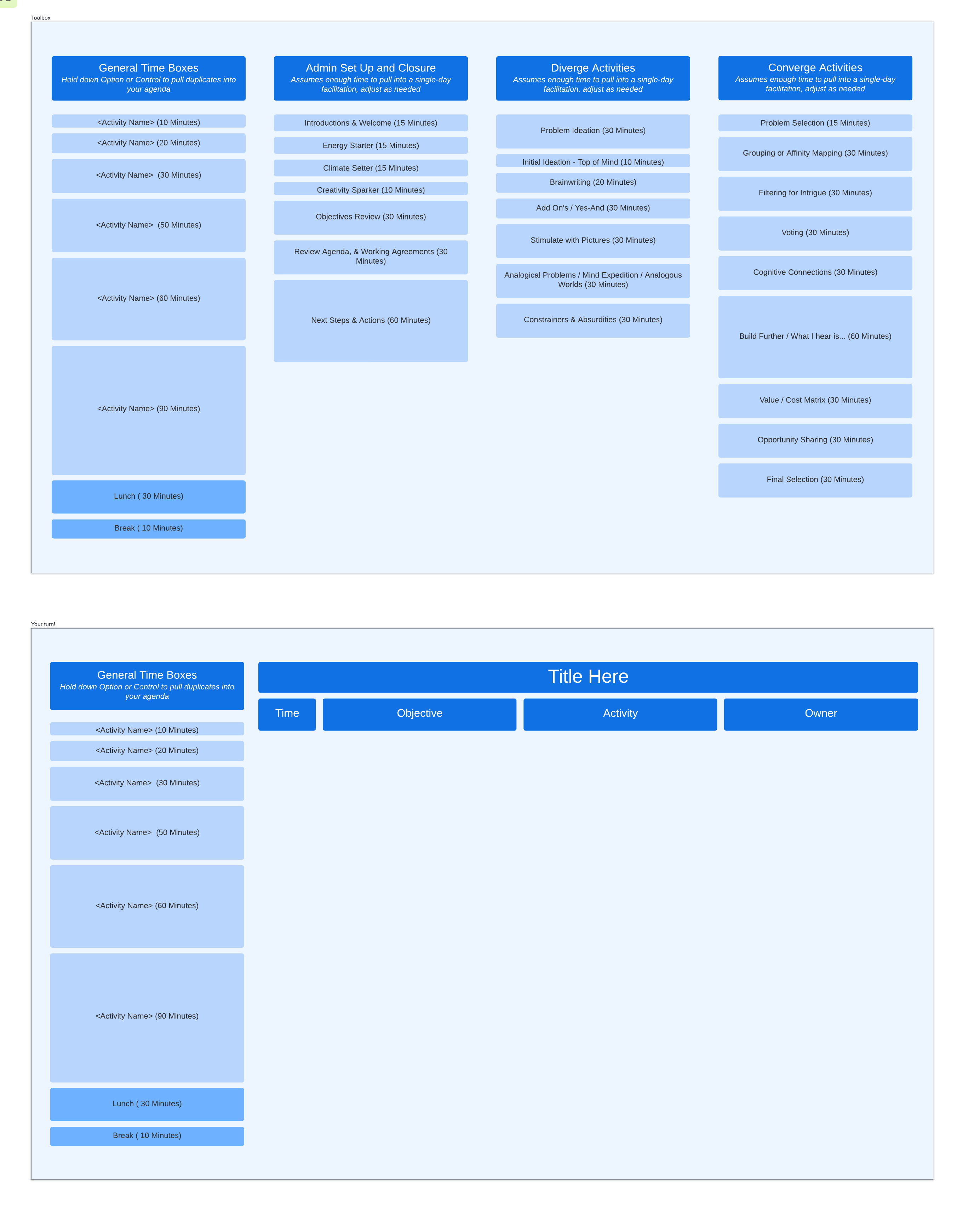 Facilitator agenda template example (click to modify image online)