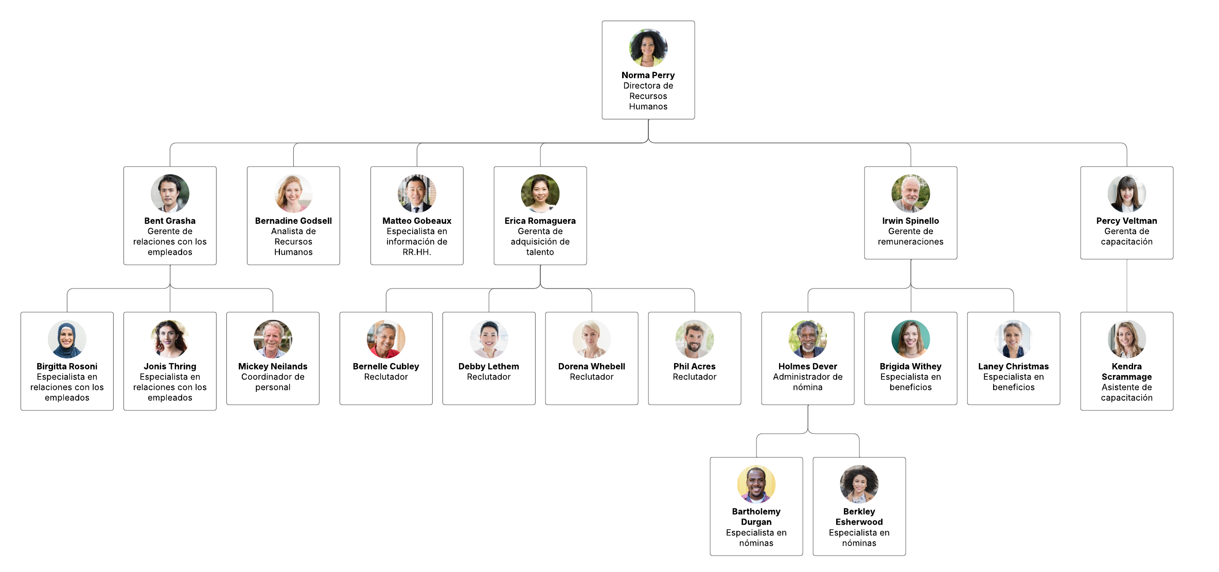 Ejemplo de organigrama de recursos humanos