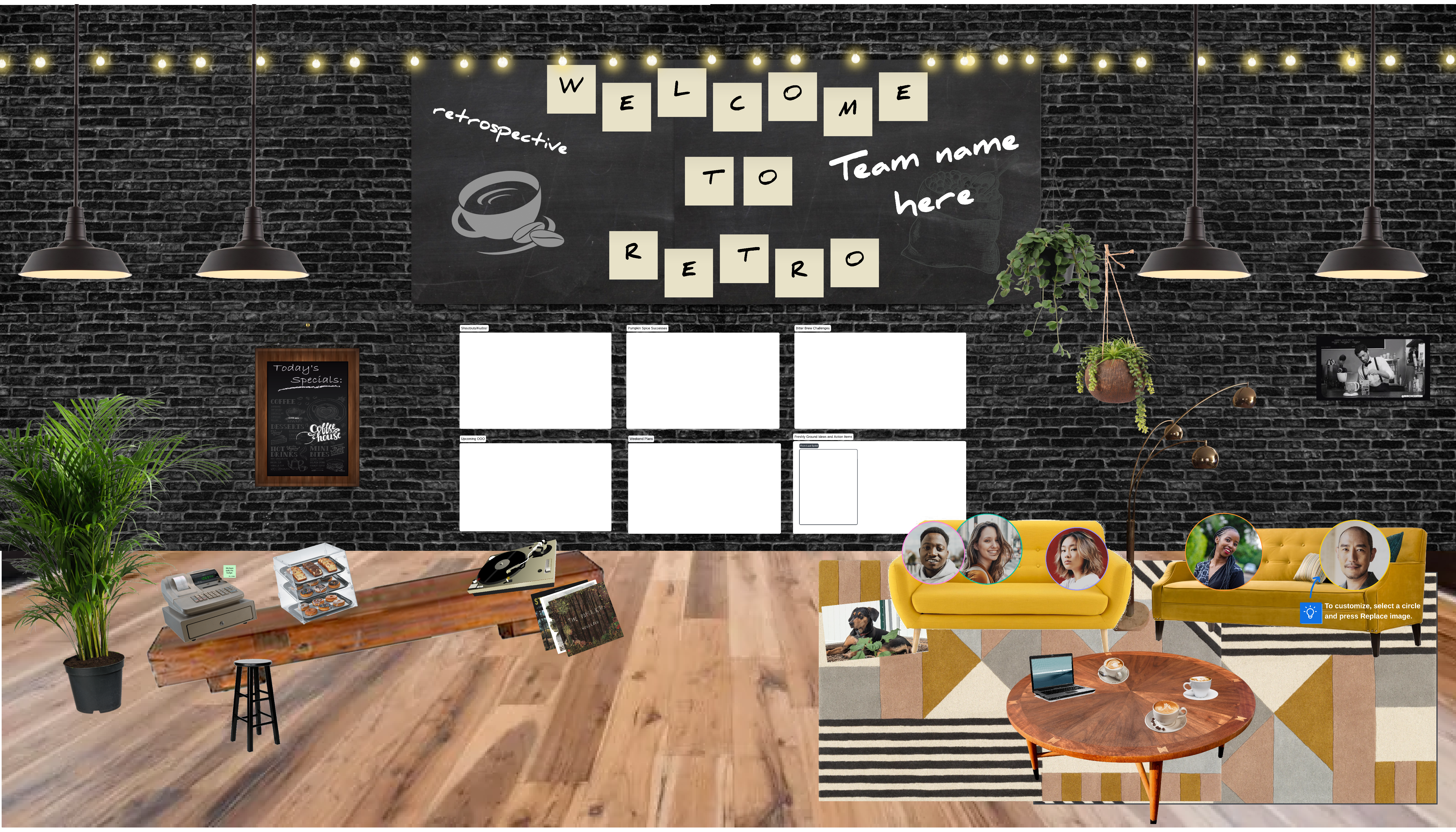 Cozy coffee-shop retrospective (click on image to edit)