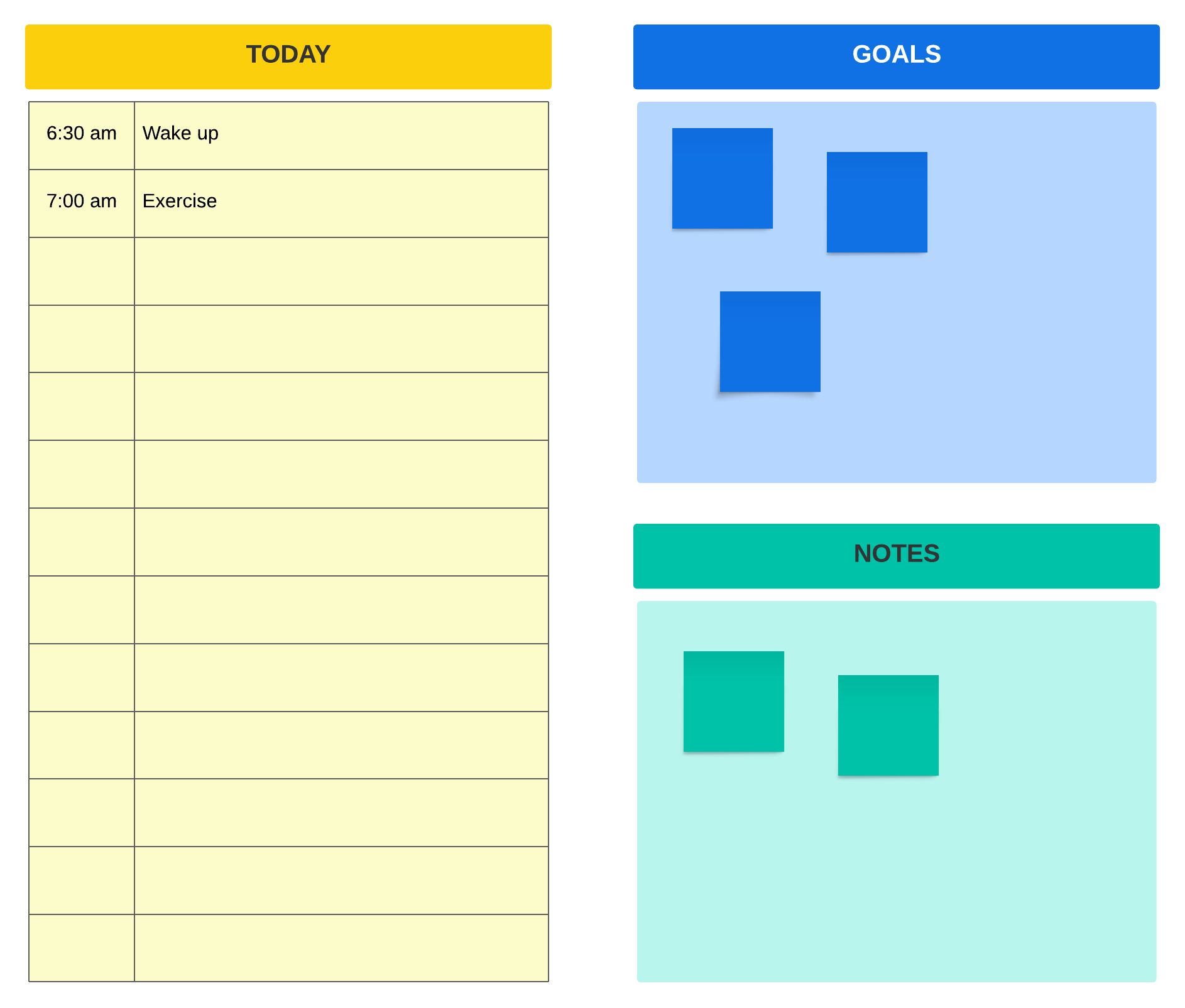 Daily schedule template (click on image to modify online)