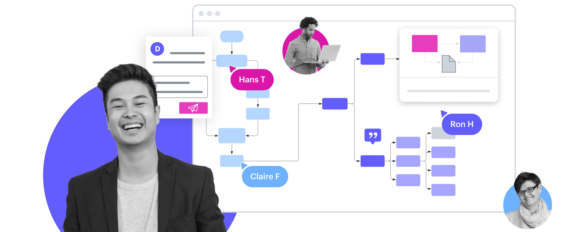 Lucid 카드를 사용한 Lucid 흐름도의 개념적 이미지